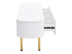 Móvel TV baixo 174 X 35 X 41cm com três gavetas, puxadores dourados e cantos curvos,^ Móvel De Tv