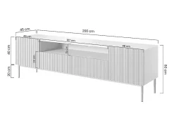 Móvel De Tv| Móvel TV com 2 portas e 2 gavetas com pé em metal dourado 200x45 cm Branco