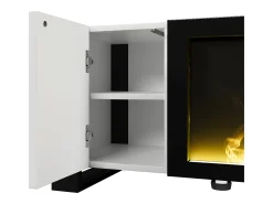 Móvel De Tv|Hauss Spole Móvel TV branco e com 2 portas, efeito chama, 165x55x32 cm Preto
