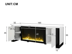 Móvel De Tv|Hauss Spole Móvel TV branco e com 2 portas, efeito chama, 165x55x32 cm Preto
