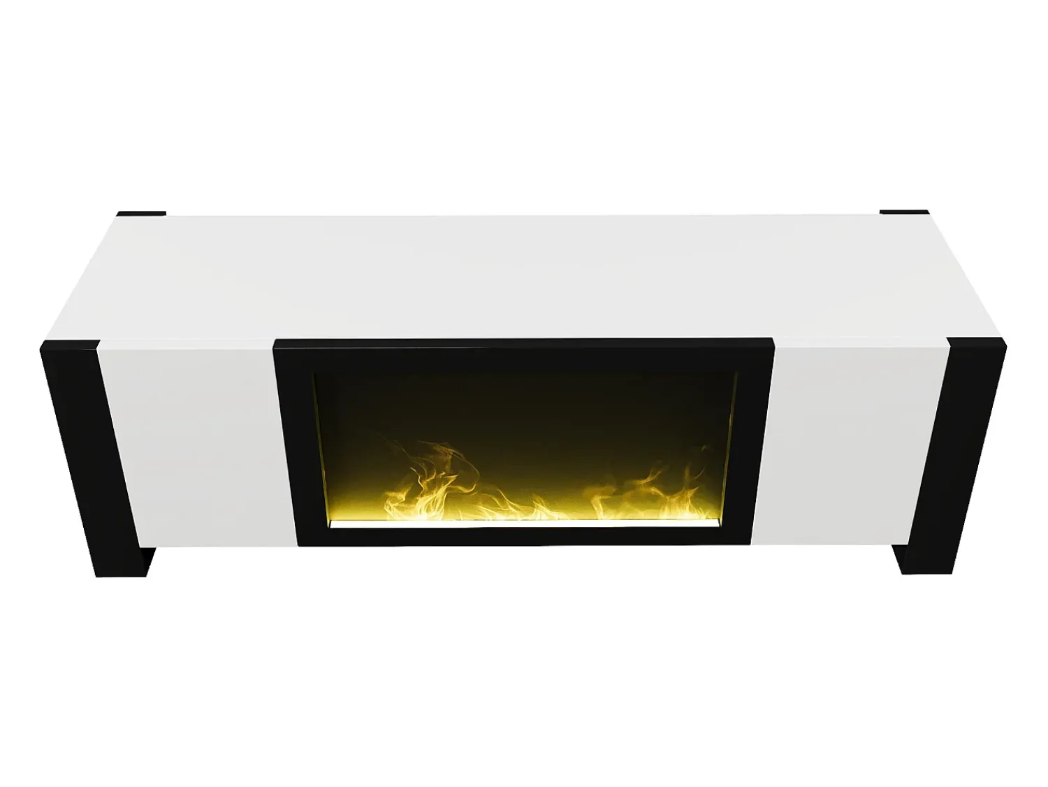 Móvel De Tv|Hauss Spole Móvel TV branco e com 2 portas, efeito chama, 165x55x32 cm Preto