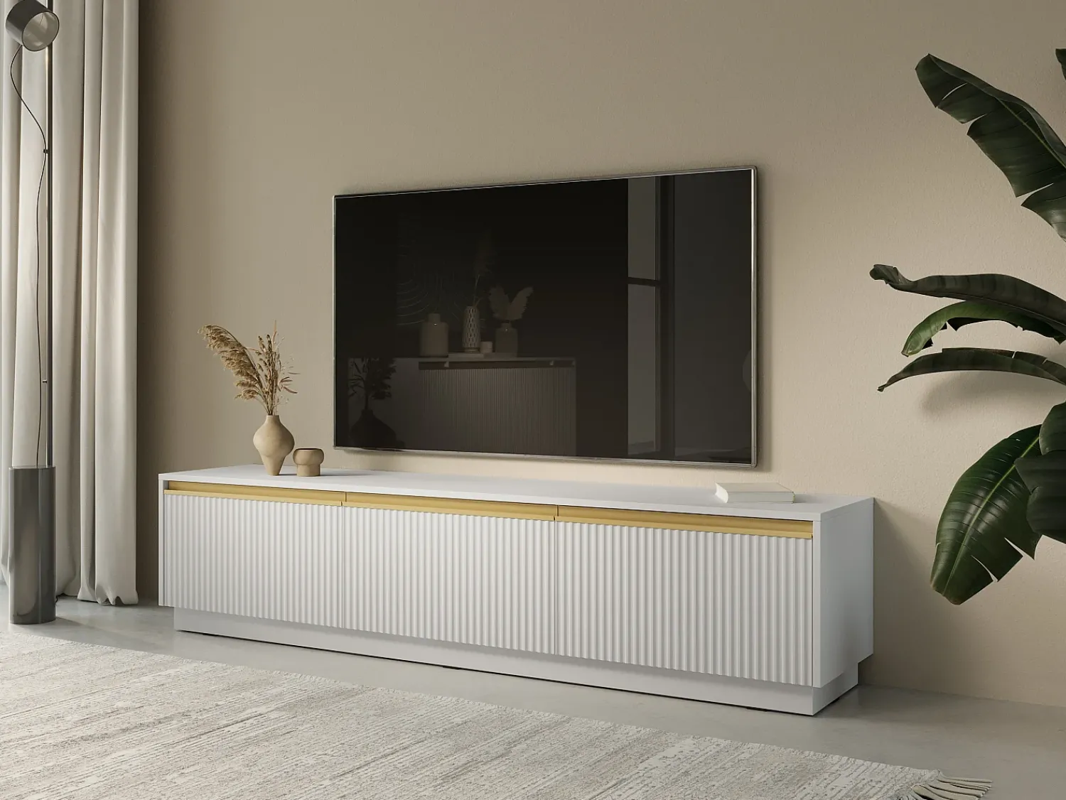 Móvel De Tv| Móvel TV: Fosco, 181,5 x 42 cm x 39 cm Branco