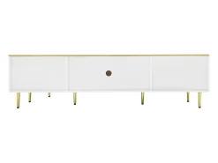 Móvel De Tv| Móvel TV Móvel TV com LED, Cômoda com 4 Gavetas e 2 Portas de Vidro Temperado Branco