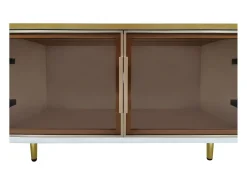 Móvel De Tv| Móvel TV Móvel TV com LED, Cômoda com 4 Gavetas e 2 Portas de Vidro Temperado Branco