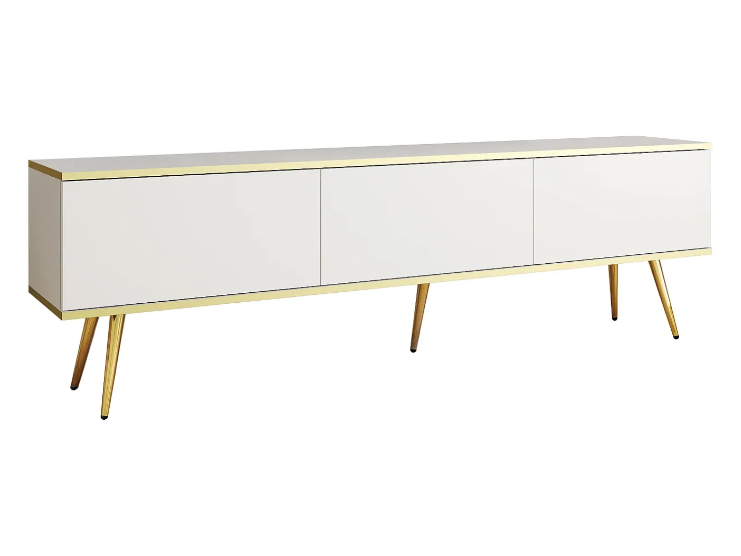 Outlet Móvel TV, , Patas Doradas, 175 x 30 x 52 cm, Push to Open Branco