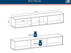 Outlet Móvel TV, , Patas Doradas, 175 x 30 x 52 cm, Push to Open Branco