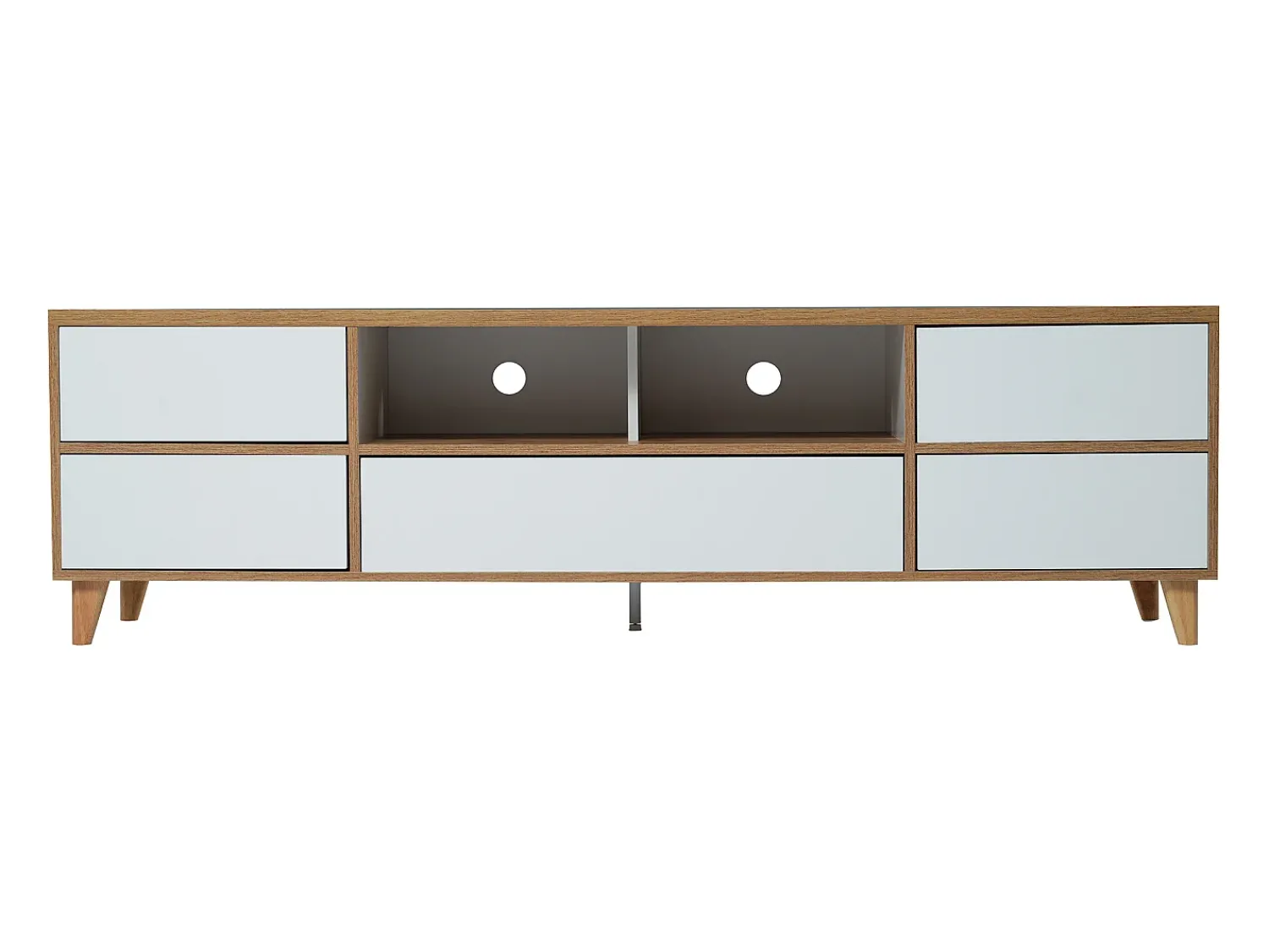 Móvel De Tv*ModernLuxe Móvel TV 175cm - 5 portas + 2 compartimentos - estilo contemporâneo - Natural & Branco Natural claro / Branco