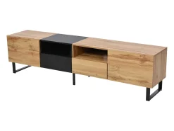 Móvel TV 190cm, com 2 gavetas, 2 portas, 2 compartimentos abertos, estilo escandinavo, cómoda TV em carvalho selvagem -^ Móvel De Tv