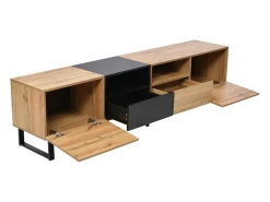 Móvel TV 190cm, com 2 gavetas, 2 portas, 2 compartimentos abertos, estilo escandinavo, cómoda TV em carvalho selvagem -^ Móvel De Tv