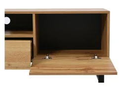Móvel TV 190cm, com 2 gavetas, 2 portas, 2 compartimentos abertos, estilo escandinavo, cómoda TV em carvalho selvagem -^ Móvel De Tv