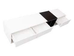 Móvel De Tv| Móvel TV 190cm, com 3 gavetas, prateleiras abertas, design em bloco de cores, estilo moderno - Branco