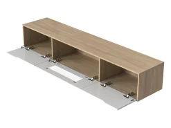 Móvel TV 180cm, com iluminação LED que muda de cor, portas de fole, lacado Móvel TV de parede, estilo moderno -^ Móvel De Tv