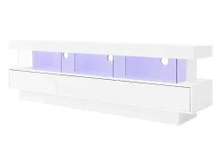 Online ModernLuxe Móvel TV 160cm com LED - 3 compartimentos em vidro - Controlado por APP - adequado para TV 70