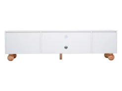 Móvel De Tv| Móvel TV 170cm, com porta em verga, portas em vidro, espaço de arrumação, estilo campestre, móvel TV - Branco