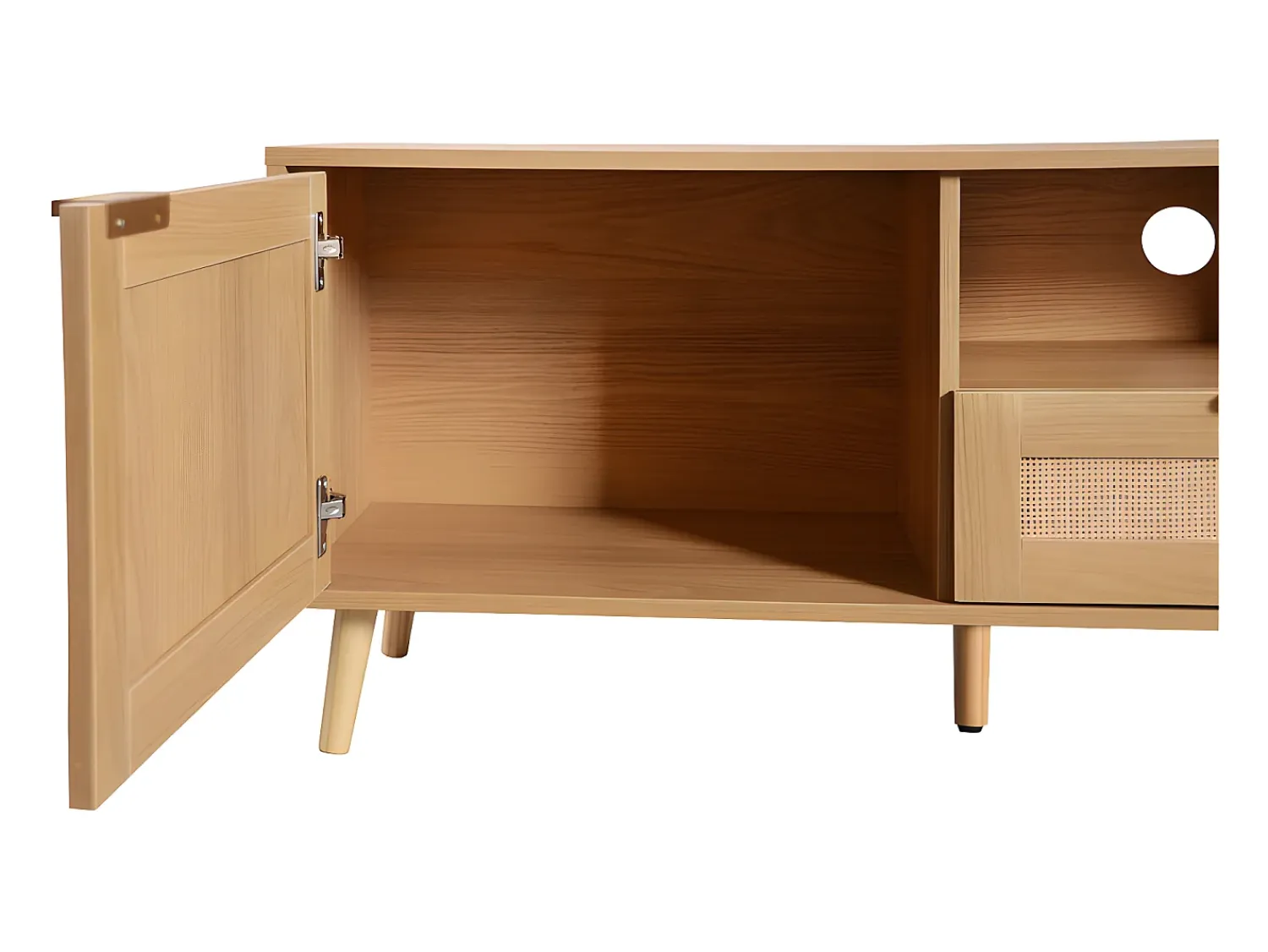 Móvel De Tv|ModernLuxe Móvel TV 200cm MDF - 2 portas e 2 compartimentos - estilo campestre - Natural Natural claro