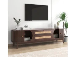 Outlet Merax Móvel TV com 2 gavetas e 3 portas de correr - 170 x 39,5 x 46 cm - Aglomerado - Castanho Bege