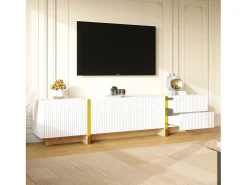 Best Merax Móvel TV com 2 gavetas e 3 portas - 190 x 35 x 45 cm - Madeira MDF e aglomerado - + dourado Branco