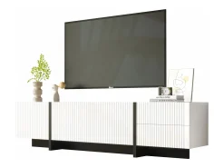 Merax Móvel TV com 2 gavetas e 3 portas - 190 x 35 x 45 cm - Madeira MDF e aglomerado - + preto^ Móvel De Tv