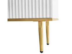 Móvel De Tv*Hauss Spole Móvel TV com 2 portas, 2 gavetas e 2 nichos, corpo ranhurado na cor branca com detalhes dourados - 165x36x55cm Branco