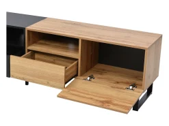 Móvel De Tv*Hauss Spole Móvel TV com 2 portas, 2 gavetas e 2 nichos, em preto e folheado de madeira natural Natural claro