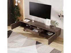 Merax Móvel TV com 2 portas, 1 gaveta e 1 nicho - Aglomerado - 150 x 40 x 44,5 cm - Natural^ Móvel De Tv