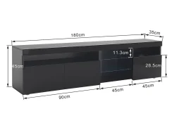 Móvel De Tv|Hauss Spole Móvel TV com 3 portas, 5 nichos e LED, Preto