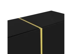 Móvel De Tv*Hauss Spole Móvel TV com 4 portas, corpo lacado brilhante e faixa dourada - 170x35x46cm Preto