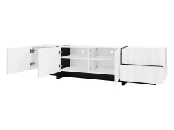 Clearance Hauss Spole Móvel TV com 3 portas e 2 gavetas, corpo ranhurado na cor branca com detalhes em - 190x35x45cm Preto