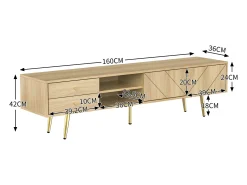 Merax Móvel TV com 2 portas e 2 gavetas - 160 x 36 x 42 cm - MDF, Aglomerado - Cor madeira^ Móvel De Tv