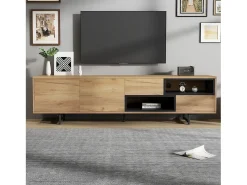 Discount Merax Móvel TV com 2 portas e 2 gavetas - 173 x 38 x 48 cm - Aglomerado - para sala de jantar - Cor madeira Natural claro