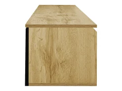 Móvel De Tv*Hauss Spole Móvel TV com 3 portas e LED, móvel TV de parede em laca preta brilhante e acabamento em madeira - 180x35x30cm Natural claro