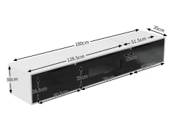 Móvel De Tv|Hauss Spole Móvel TV com 3 portas e LED, móvel TV de parede, lacado branco e Preto