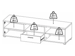 Hot Dmora Móvel TV Dthorsb, Aparador de sala, Móvel baixo para TV, Base de parede equipada, 147x40 h38 cm, Branco