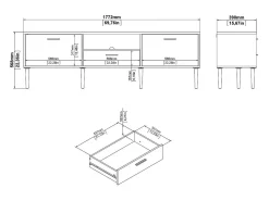 Outlet Dmora Móvel TV Dtisc, Aparador sala, Armário baixo para TV, Base de parede equipada, 177x40 h57 cm, Branco