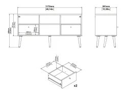 Móvel De Tv|Dmora Móvel TV Dtoedtl, Aparador de sala, Móvel baixo para TV, Base de parede equipada, 117x39 h61 cm, Cinza Cinzento