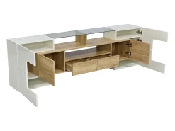ModernLuxe Móvel TV em madeira de 2m com 2 gavetas e 2 prateleiras abertas - Natural &^ Móvel De Tv