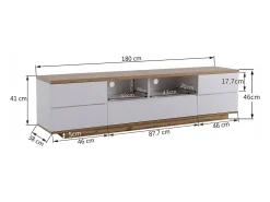 Móvel De Tv|ModernLuxe Móvel TV escandinavo contemporâneo 180 cm em madeira - 5 portas + 8 compartimentos - Natural e Branco Natural claro / Branco