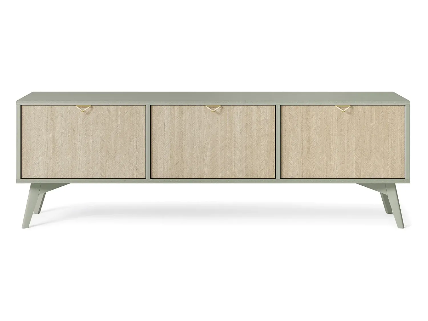 Móvel De Tv* Móvel TV: Eucalipto / Espinha de peixe scandi, pés madeira, 158 x 52 x 38cm Verde