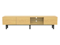 Móvel TV industrial com LED, 3 portas 2 prateleiras, 175x31x41cm, natural^ Móvel De Tv