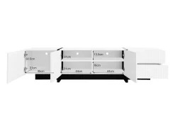 ModernLuxe Móvel TV L 190cm - 3 portas 2 gavetas 5 compartimentos - Branco e Preto^ Móvel De Tv