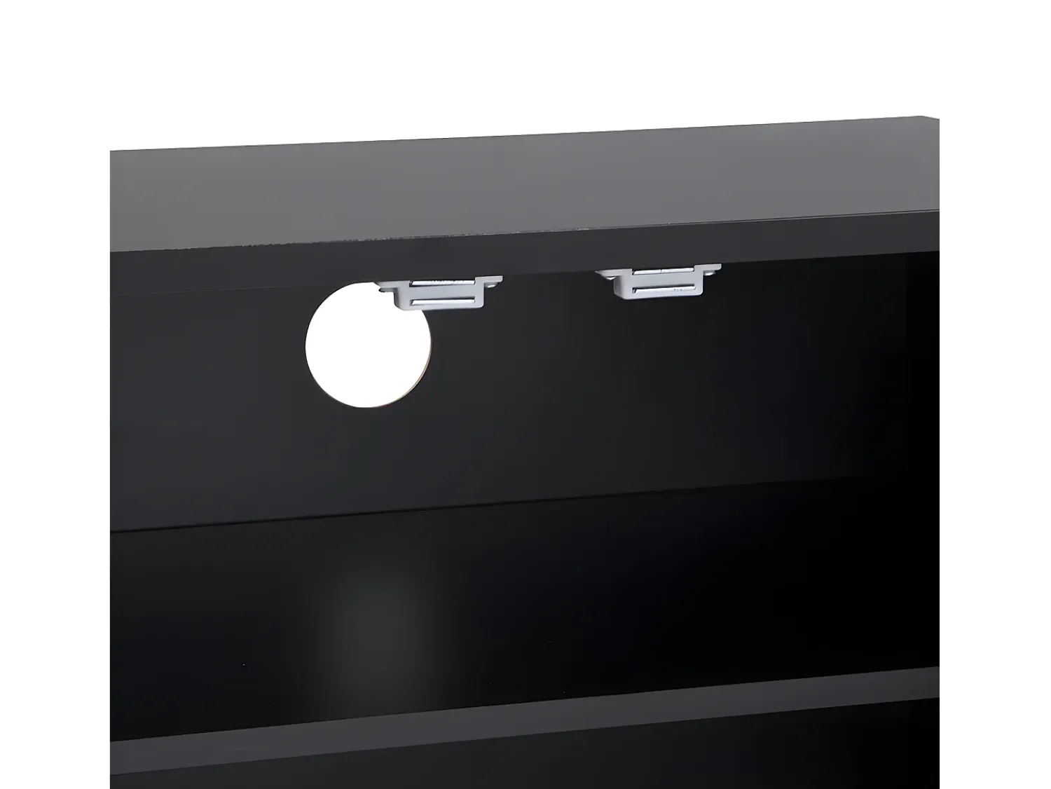 ModernLuxe Móvel TV L 170cm - aspecto brilhante - 4 portas texturadas gravadas com puxadores dourados -^ Móvel De Tv