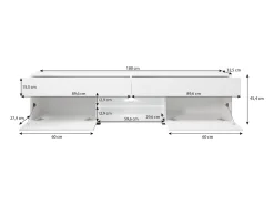Móvel De Tv* Móvel TV lowboard moderno 180 cm para sala com LED mate brilho de chão com gavetas e prateleiras Branco