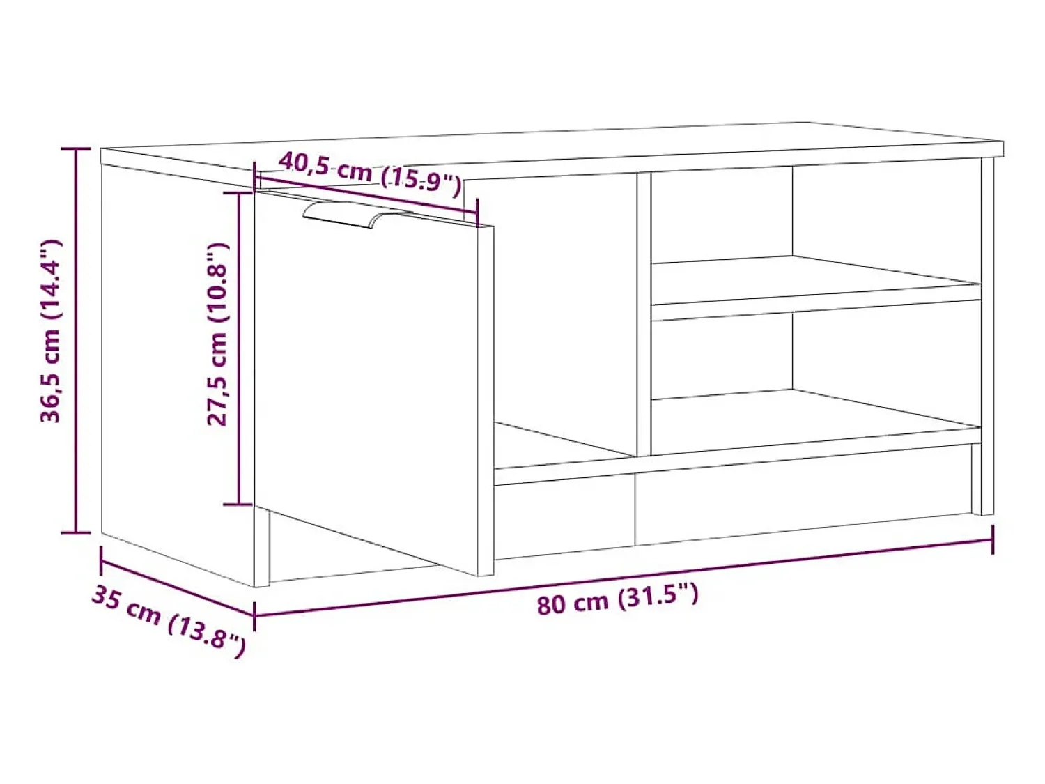 Outlet vidaxl Móvel TV madeira antiga 80x35x36,5 cm madeira trabalhada Castanho