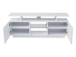 Móvel De Tv*ModernLuxe Móvel TV moderno 140cm com LED para TV de 60" - 2 portas e 2 compartimentos de vidro - Branco