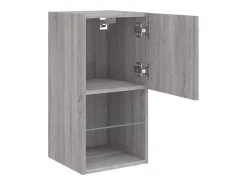 Helloshop26 Móvel TV multimídia prateleira TV aparador sala de jantar sala de estar quarto com luzes LED 2 peças sonoma 305 x 30 x 60 cm cinza 02_0028882^ Móvel De Tv