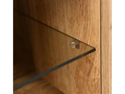 Outlet Móvel TV, Móvel TV Estilo Industrial 175cm com LED, Prateleiras e Armazenamento, 3 Portas, madeira Natural claro