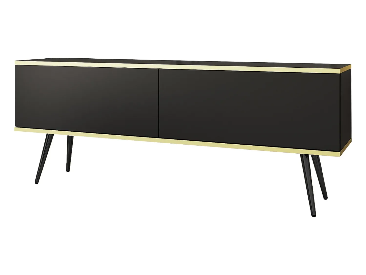 Sale Móvel TV, Negro, Patas negras, 135 x 30 x 52 cm, Push to Open Preto