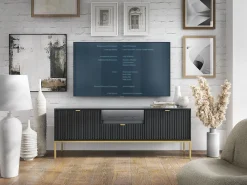 Móvel TV: , dourado, 154 x 56 x 39 cm, puxadores dourados^ Móvel De Tv