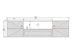 Móvel De Tv* Móvel TV suspenso 2 portas 1 gaveta branca em madeira laminada 167x40cm Branco