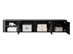Móvel De Tv| Móvel TV suspenso 3 portas 187x36 cm Preto